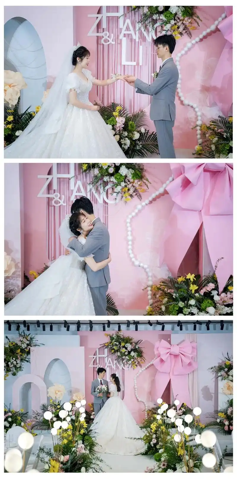 少女感婚礼|白粉色|初见.粉色是恋爱中的浪漫气泡  诺大的蝴 - 抖音