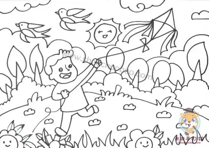 小学生春天儿童画简单教程以春天为题的儿童画怎么画