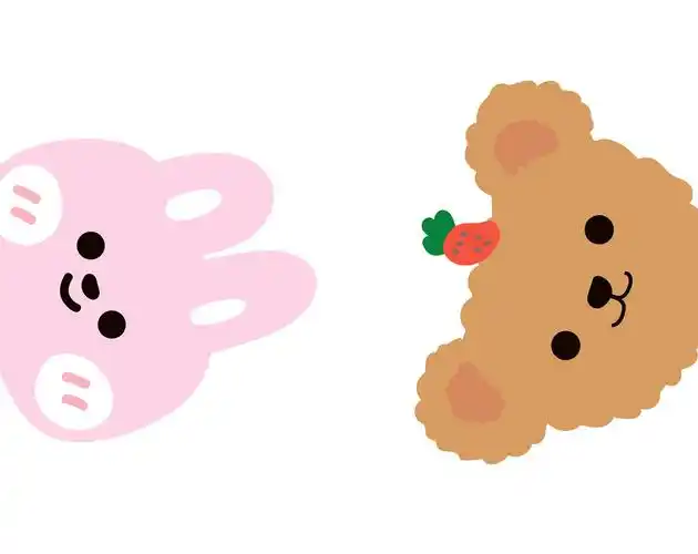 微信红包封面 兔子和熊插画可爱原创手绘卡通