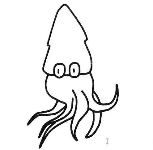 小鱿鱼简笔画的画法步骤教程简单