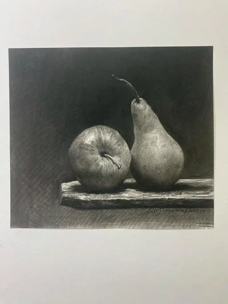 苹果梨子步骤图.其人如画,画如其人!#绘画过程分享 #素描静 - 抖音