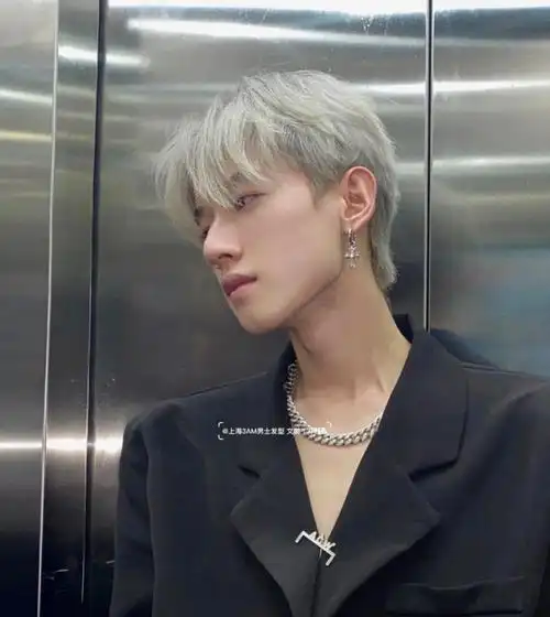 男士发色/银灰色显白银灰男生头发细软贴头皮可以试试这款发型2021最