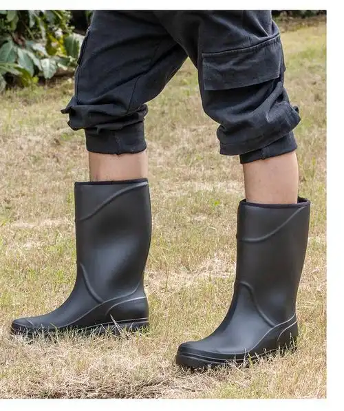 雨靴男中筒雨鞋高筒男士雨靴时尚加厚钓鱼男款防水中筒套鞋加绒劳保