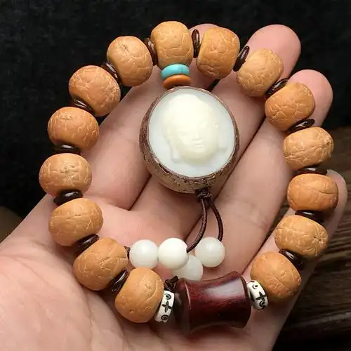 藏式尼泊尔大凤眼菩提子手串女红皮文玩佛珠手持盘玩龙眼男士手链