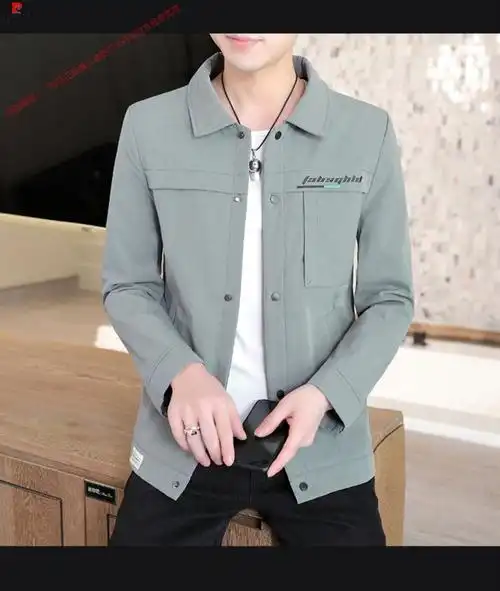 皮尔卡丹男士青年翻领夹克春装帅气印花潮流薄款外套学生褂子上衣男装