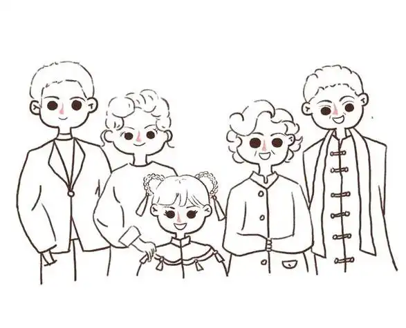 全家福简笔画13口