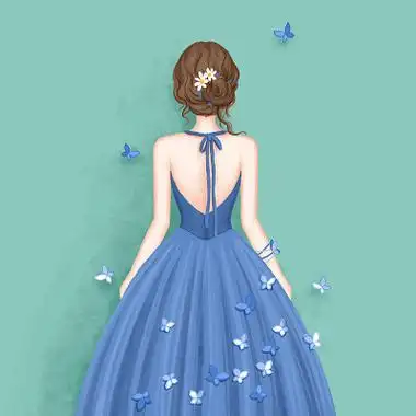 手绘卡通人物女孩背影原创插画海报卡通人物头像