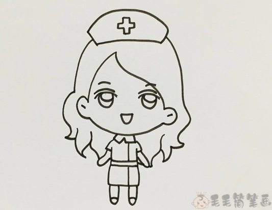 可爱又敬业的护士姐姐绘画教学 - 毛毛简笔画