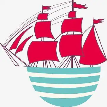 简约蓝色帆船png蓝色线条帆船装饰png手绘卡通帆船png卡通蓝色帆船