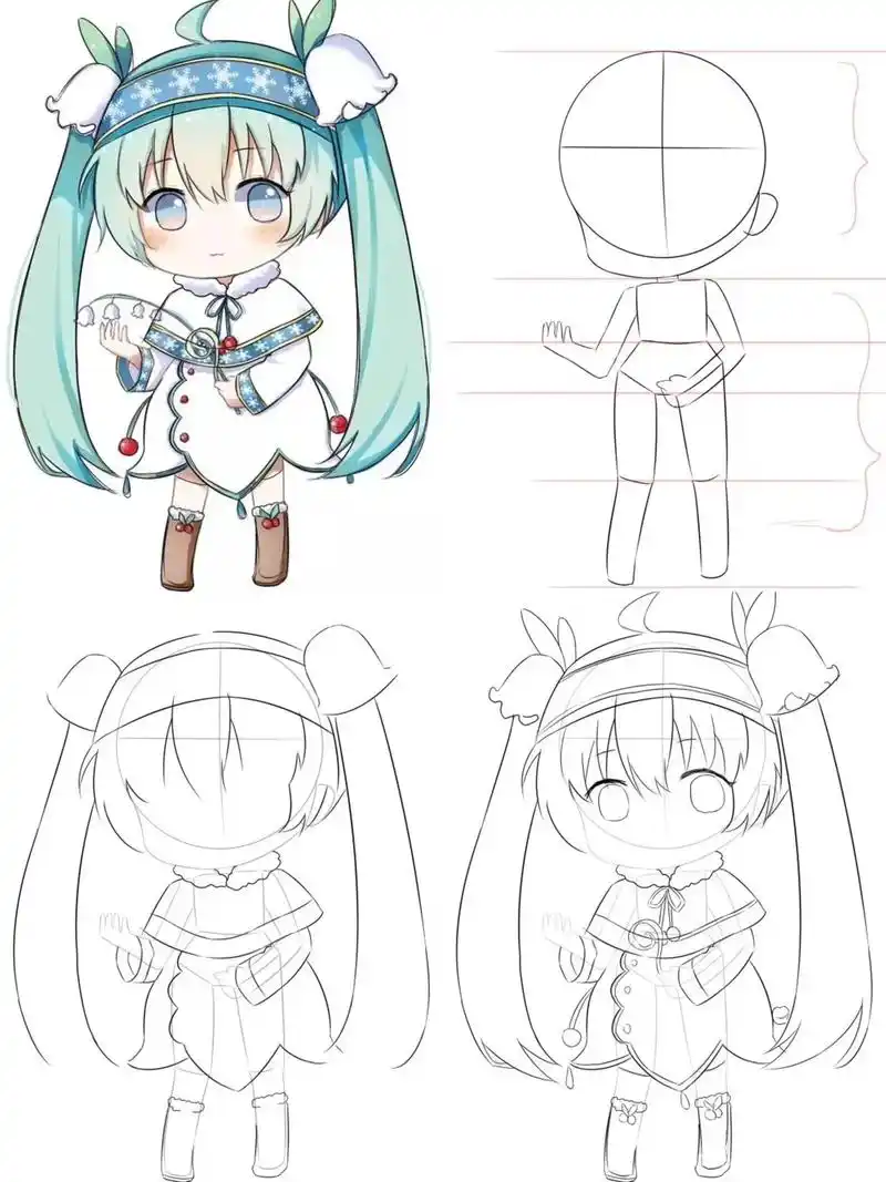 q版绘画教程||第一步定出人物比例,绘画人体结构动作.第二 - 抖音