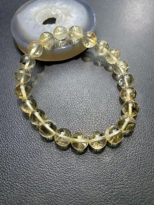 天然巴西带闪片黄水晶黄阿塞天然无加色9mm 手串手链-阿里巴巴