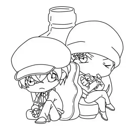 黑白线稿q版男生人物线稿