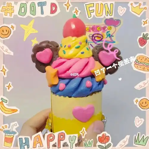 超轻粘土临摹复古米奇纸杯蛋糕
