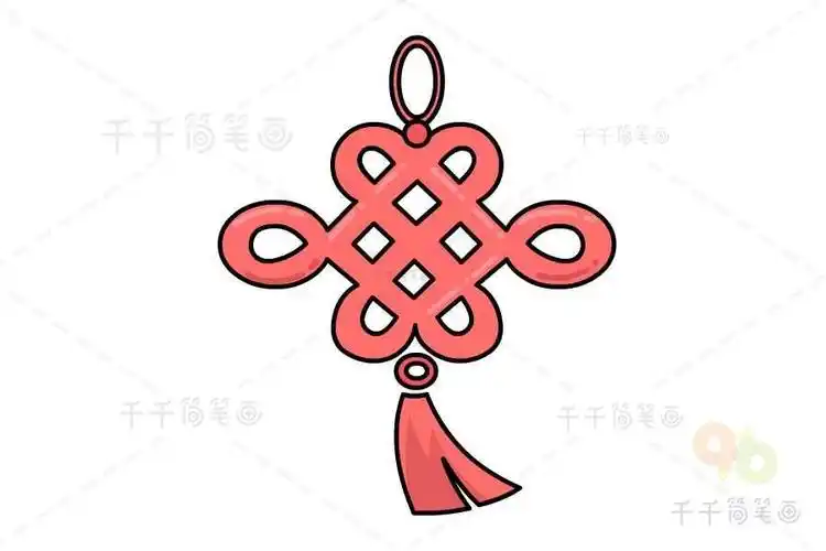 有鱼的中国结的简笔画