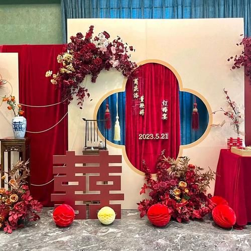 婚庆金丝绒布料布幔订婚宴布置大红酒红色绒布婚礼现场装饰纱幔