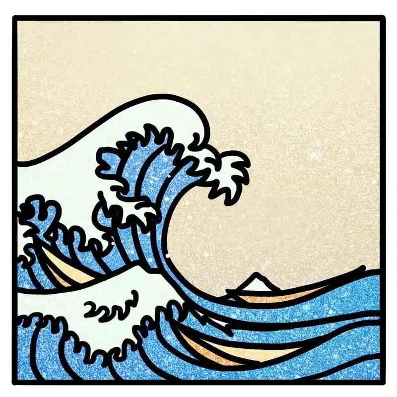 海浪98的简笔画法.#育儿简笔画 #简笔画教程 #浮世绘 # - 抖音