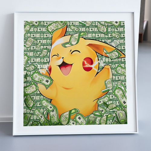kenny z 潮牌版画大富豪钞票皮卡丘宠物小精灵客厅装饰卧室挂画