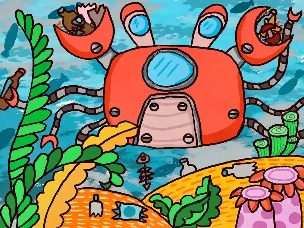 保护海洋从我做起.儿童创意简笔画#绘画 #每日一画 #原创作 - 抖音