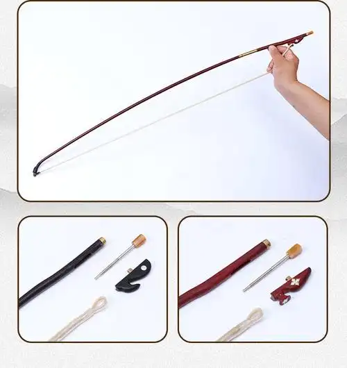 弓夫高档二胡弓内蒙古真马尾黑檀紫檀木把专业高级演奏弓乐器配件黑檀