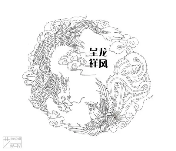 龙凤呈祥非遗绒花工艺立体图案设计