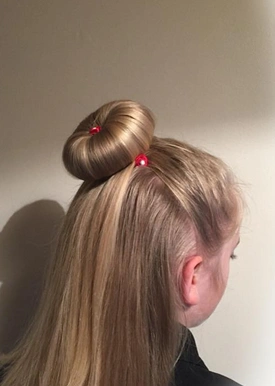 儿童表演丸子头编发发型扎法图片