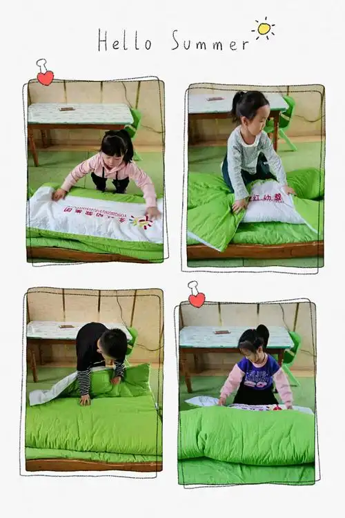 创设活动情境,让幼儿学会正确叠被子. 2.