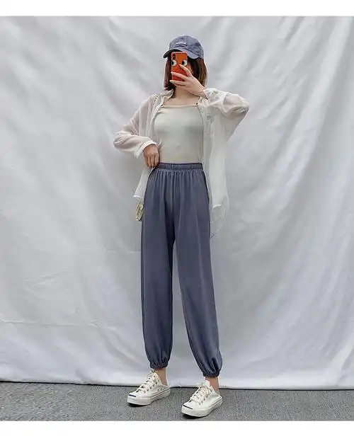 【2件特价】cscz 冰丝灯笼裤女宽松束脚夏季薄款防蚊大人哈伦显瘦运动