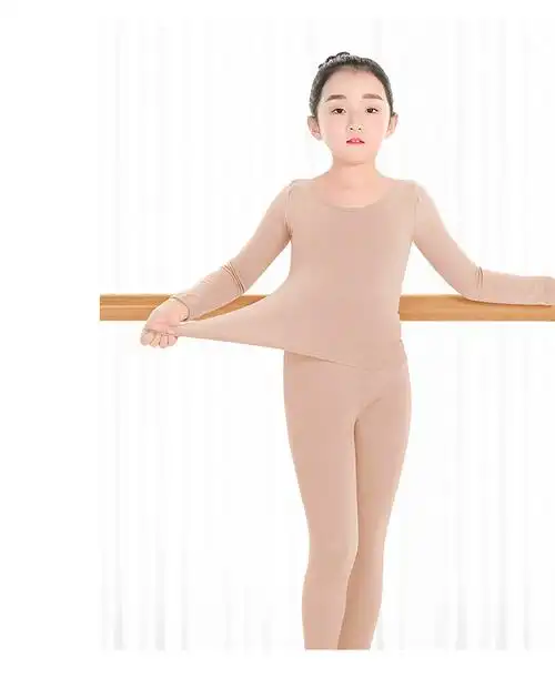 儿童舞蹈服女童紧身打底衫肤色演出保暖隐形衣肉色练功服形体内衣