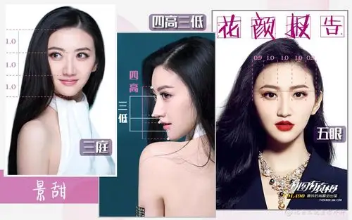 景甜面部"黄金比例"