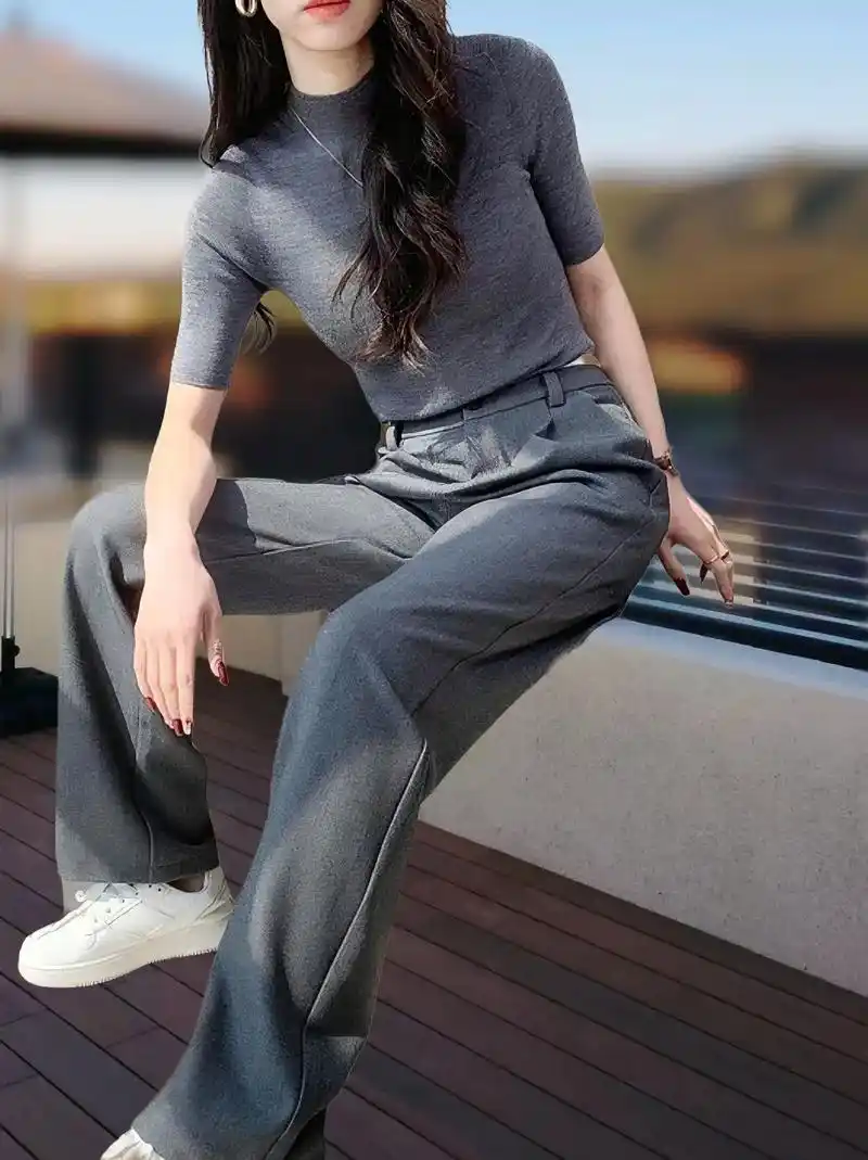 春夏新款垂顺天丝休闲阔腿裤.