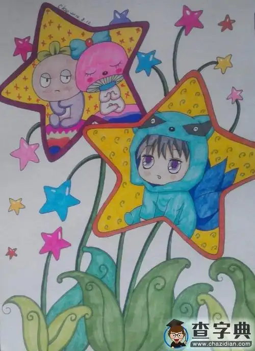 来自星星的小男孩创意儿童画教师范画