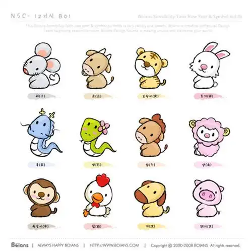 十二生肖可爱小动物素材