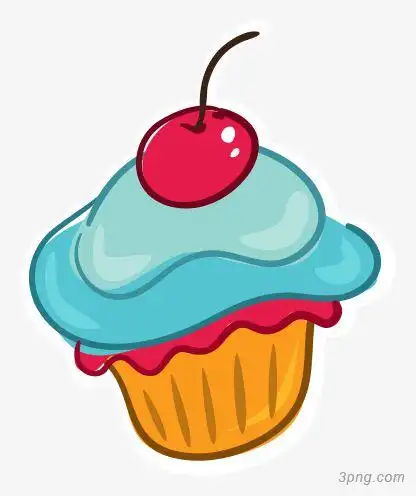 手绘美味蛋糕png素材透明免抠图片-卡通手绘