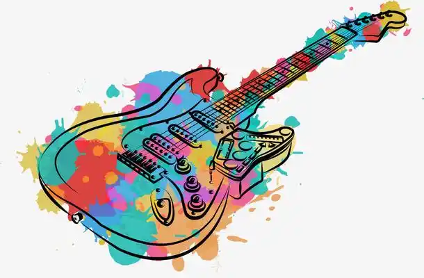 矢量手绘彩色吉他