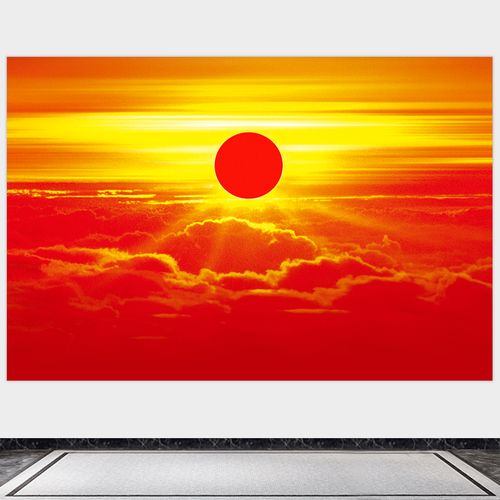 红太阳的图案旭日东升挂画客厅沙发背景墙装饰画阳光紫气东来挂画