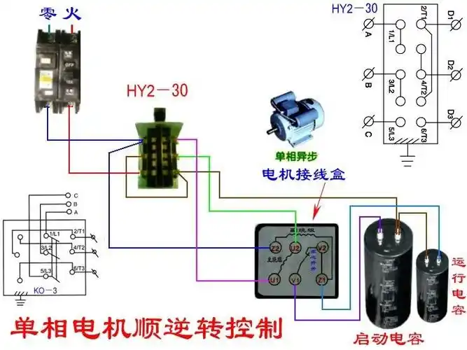 单相双值电容异步电动机yl90l-4接到顺开关怎么接.