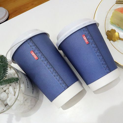 奶茶茶店咖啡杯专用纸杯双层中空加厚加硬一次性纸杯