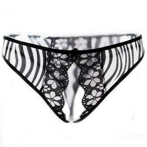 网纱豹纹透明蕾丝花边开裆丁字裤t裤女士情趣衣欧姿丽雅内裤1305