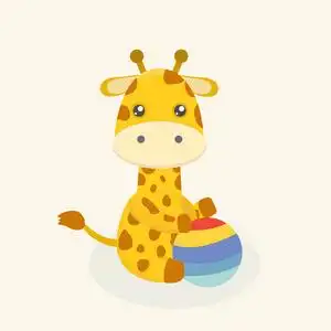 可爱的长颈鹿卡通纸背景.照片