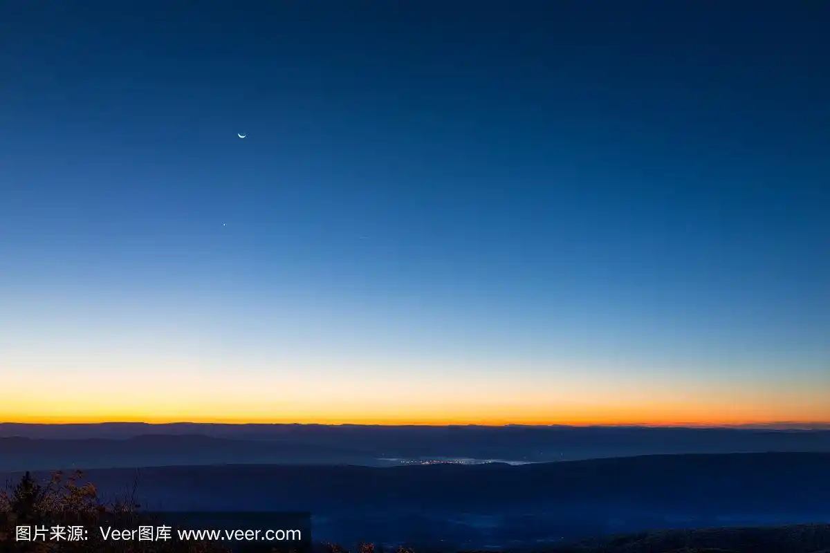 天空,星星,月亮,早晨,黎明