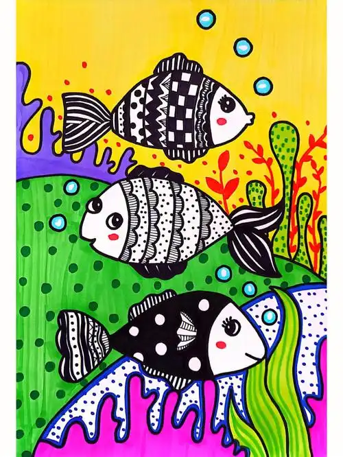 线描画鱼儿—— 美术课件ppt