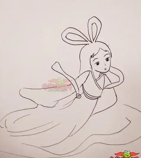 嫦娥的兔子简笔画涂色