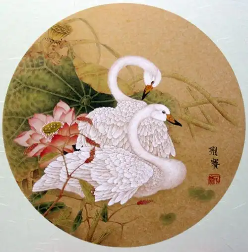 荆赛-天鹅湖-雅轩工笔画