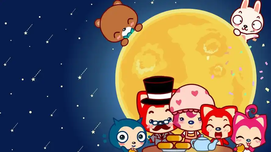 中秋节阿狸月饼可爱卡通电脑壁纸