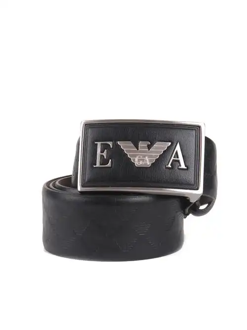 阿玛尼男士鹰头标志字母logo牛皮腰带