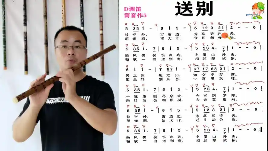 笛子教学《送别》动态简谱和技巧示范 详细讲解简单好学