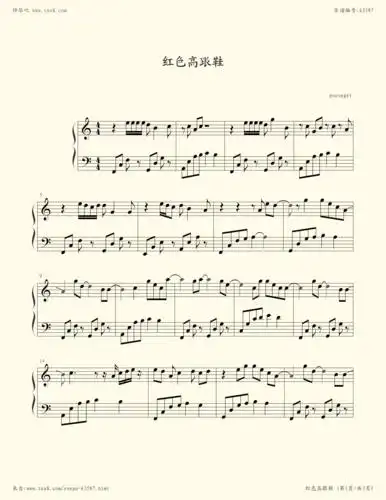 钢琴谱:红色高跟鞋 初学者简易版