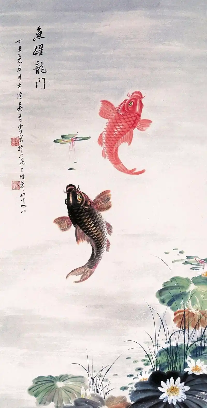 鱼跃龙门跳,国画送福来——吴青霞作品欣赏