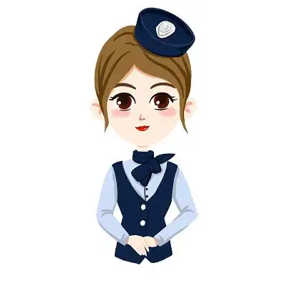 卡通手绘迎宾空姐卡通礼仪人物png多图层素材
