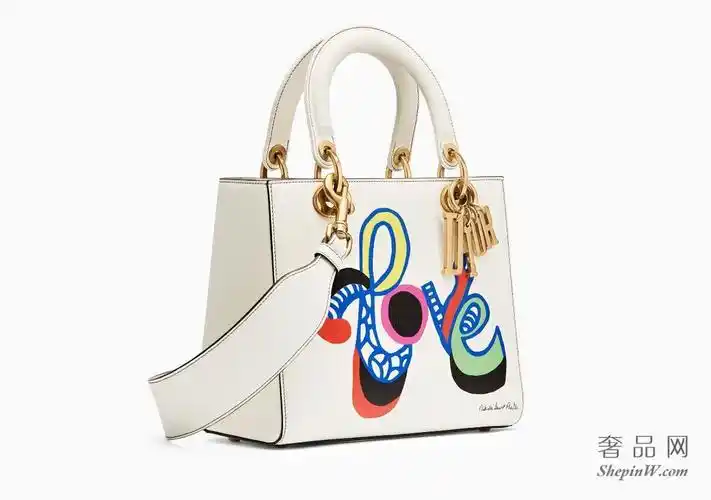 迪奥lady dior原色小牛皮柔软手提包 niki de saint phalle立体印花